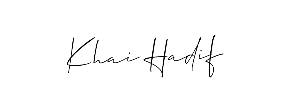 Design your own signature with our free online signature maker. With this signature software, you can create a handwritten (Allison_Script) signature for name Khai Hadif. Khai Hadif signature style 2 images and pictures png