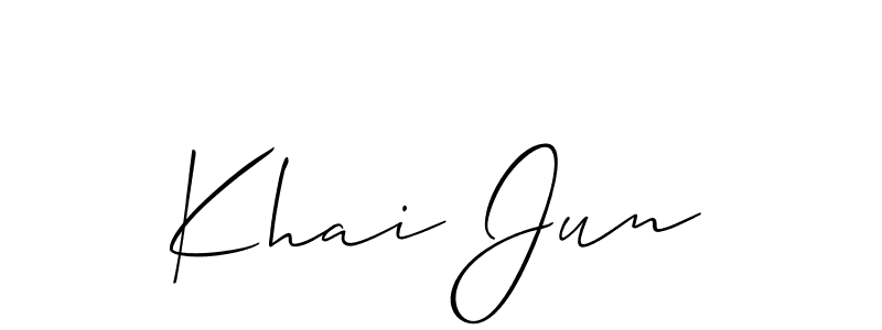 You should practise on your own different ways (Allison_Script) to write your name (Khai Jun) in signature. don't let someone else do it for you. Khai Jun signature style 2 images and pictures png