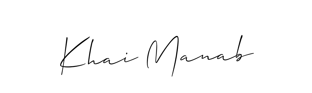 You should practise on your own different ways (Allison_Script) to write your name (Khai Manab) in signature. don't let someone else do it for you. Khai Manab signature style 2 images and pictures png