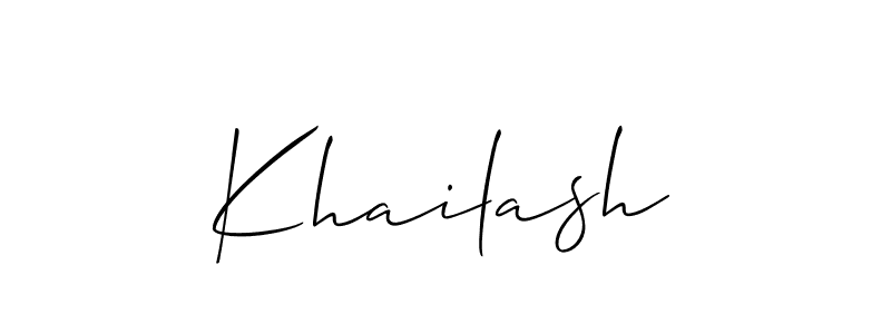Make a beautiful signature design for name Khailash. With this signature (Allison_Script) style, you can create a handwritten signature for free. Khailash signature style 2 images and pictures png