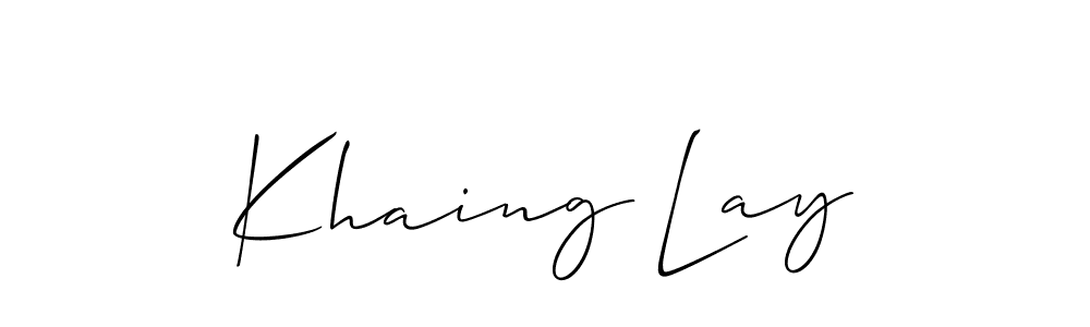 if you are searching for the best signature style for your name Khaing Lay. so please give up your signature search. here we have designed multiple signature styles  using Allison_Script. Khaing Lay signature style 2 images and pictures png