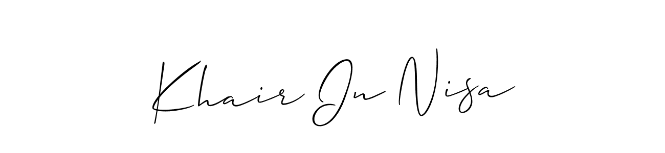 How to Draw Khair In Nisa signature style? Allison_Script is a latest design signature styles for name Khair In Nisa. Khair In Nisa signature style 2 images and pictures png