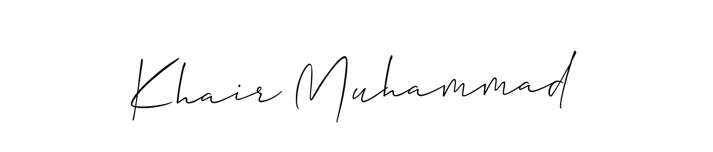 The best way (Allison_Script) to make a short signature is to pick only two or three words in your name. The name Khair Muhammad include a total of six letters. For converting this name. Khair Muhammad signature style 2 images and pictures png