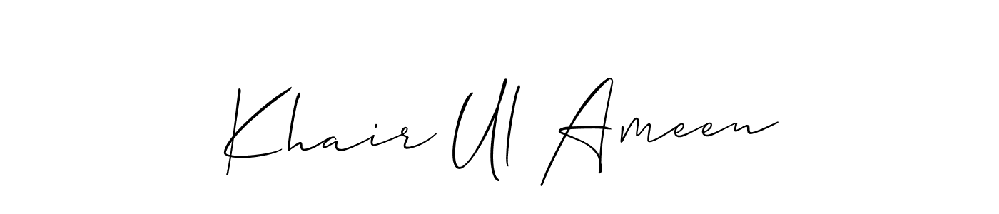 How to Draw Khair Ul Ameen signature style? Allison_Script is a latest design signature styles for name Khair Ul Ameen. Khair Ul Ameen signature style 2 images and pictures png
