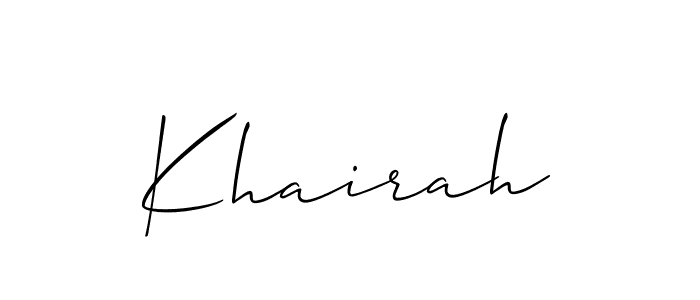 Use a signature maker to create a handwritten signature online. With this signature software, you can design (Allison_Script) your own signature for name Khairah. Khairah signature style 2 images and pictures png