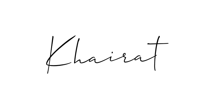 Use a signature maker to create a handwritten signature online. With this signature software, you can design (Allison_Script) your own signature for name Khairat. Khairat signature style 2 images and pictures png