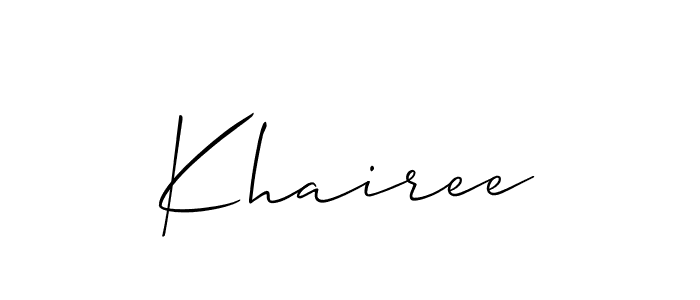 How to make Khairee name signature. Use Allison_Script style for creating short signs online. This is the latest handwritten sign. Khairee signature style 2 images and pictures png