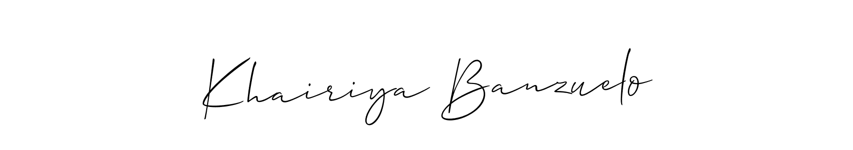 Design your own signature with our free online signature maker. With this signature software, you can create a handwritten (Allison_Script) signature for name Khairiya Banzuelo. Khairiya Banzuelo signature style 2 images and pictures png