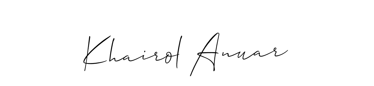 Allison_Script is a professional signature style that is perfect for those who want to add a touch of class to their signature. It is also a great choice for those who want to make their signature more unique. Get Khairol Anuar name to fancy signature for free. Khairol Anuar signature style 2 images and pictures png