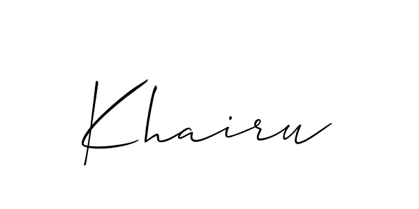 Make a beautiful signature design for name Khairu. With this signature (Allison_Script) style, you can create a handwritten signature for free. Khairu signature style 2 images and pictures png