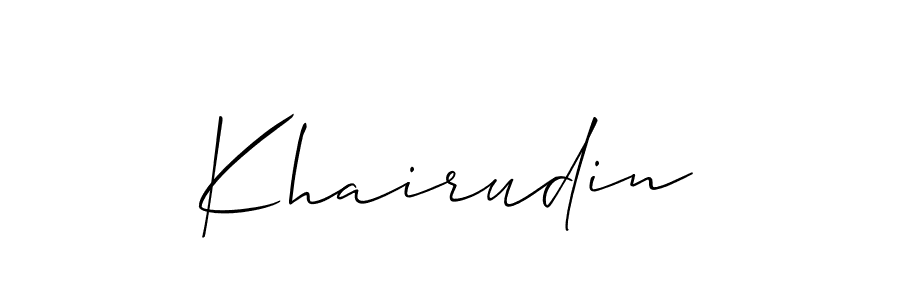 The best way (Allison_Script) to make a short signature is to pick only two or three words in your name. The name Khairudin include a total of six letters. For converting this name. Khairudin signature style 2 images and pictures png