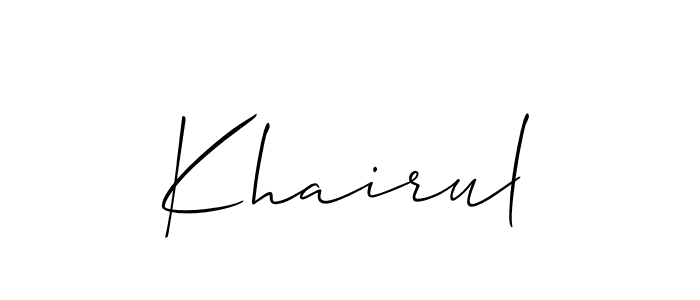 if you are searching for the best signature style for your name Khairul. so please give up your signature search. here we have designed multiple signature styles  using Allison_Script. Khairul signature style 2 images and pictures png