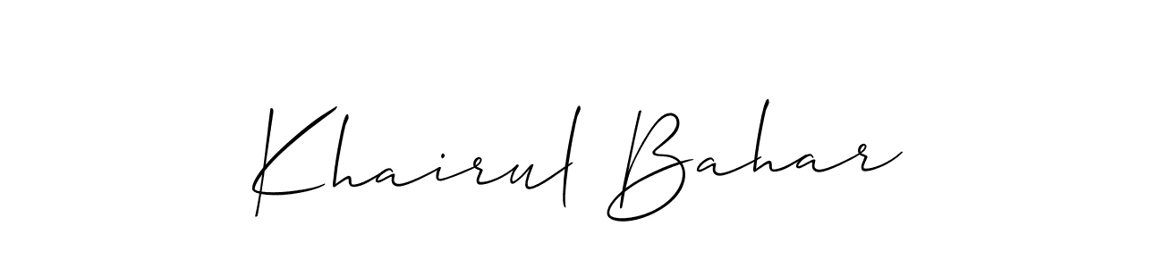 How to Draw Khairul Bahar signature style? Allison_Script is a latest design signature styles for name Khairul Bahar. Khairul Bahar signature style 2 images and pictures png