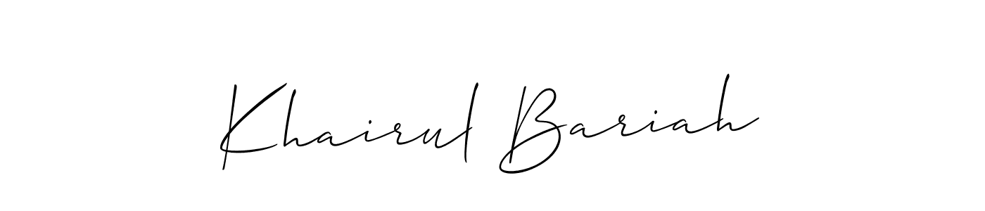 You can use this online signature creator to create a handwritten signature for the name Khairul Bariah. This is the best online autograph maker. Khairul Bariah signature style 2 images and pictures png