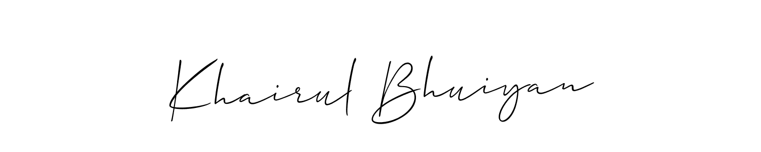 Create a beautiful signature design for name Khairul Bhuiyan. With this signature (Allison_Script) fonts, you can make a handwritten signature for free. Khairul Bhuiyan signature style 2 images and pictures png
