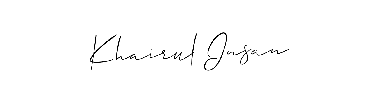 Similarly Allison_Script is the best handwritten signature design. Signature creator online .You can use it as an online autograph creator for name Khairul Insan. Khairul Insan signature style 2 images and pictures png