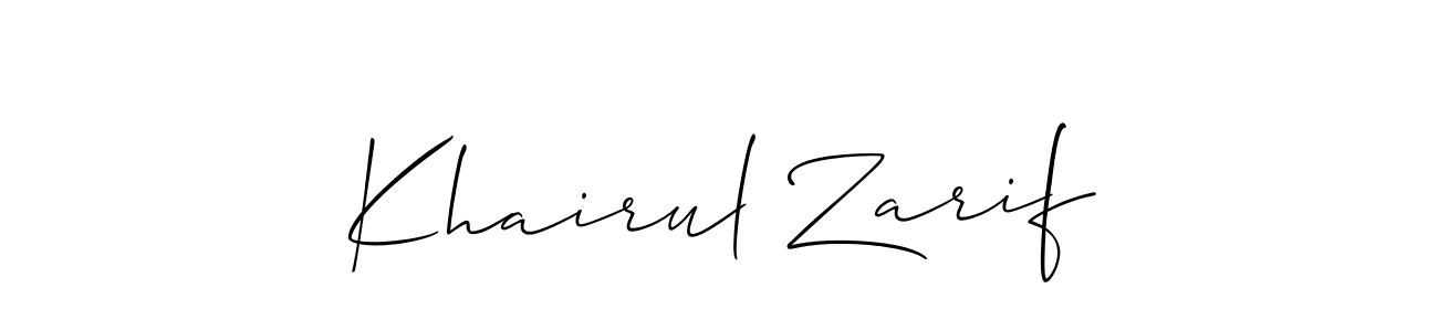 The best way (Allison_Script) to make a short signature is to pick only two or three words in your name. The name Khairul Zarif include a total of six letters. For converting this name. Khairul Zarif signature style 2 images and pictures png