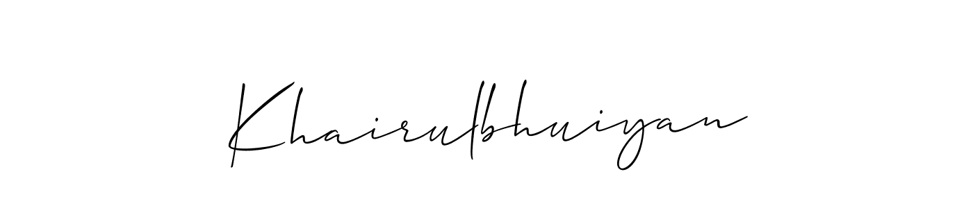How to Draw Khairulbhuiyan signature style? Allison_Script is a latest design signature styles for name Khairulbhuiyan. Khairulbhuiyan signature style 2 images and pictures png