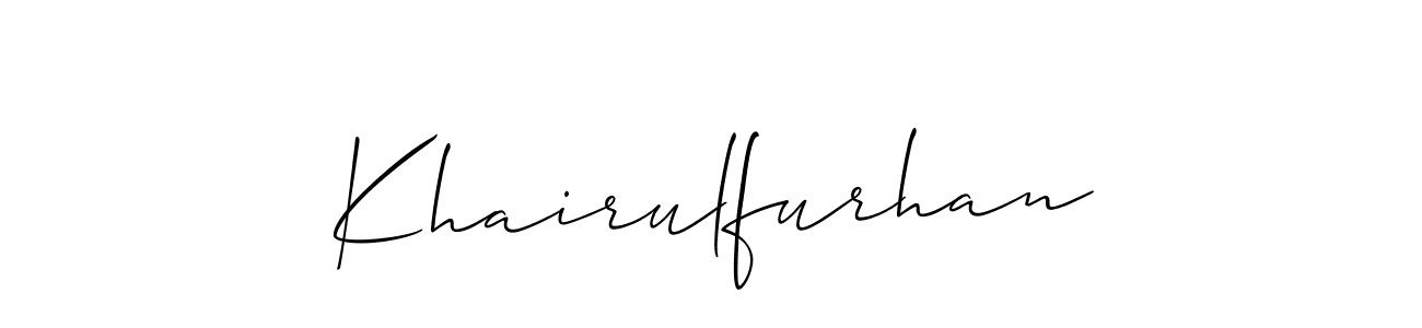 Design your own signature with our free online signature maker. With this signature software, you can create a handwritten (Allison_Script) signature for name Khairulfurhan. Khairulfurhan signature style 2 images and pictures png