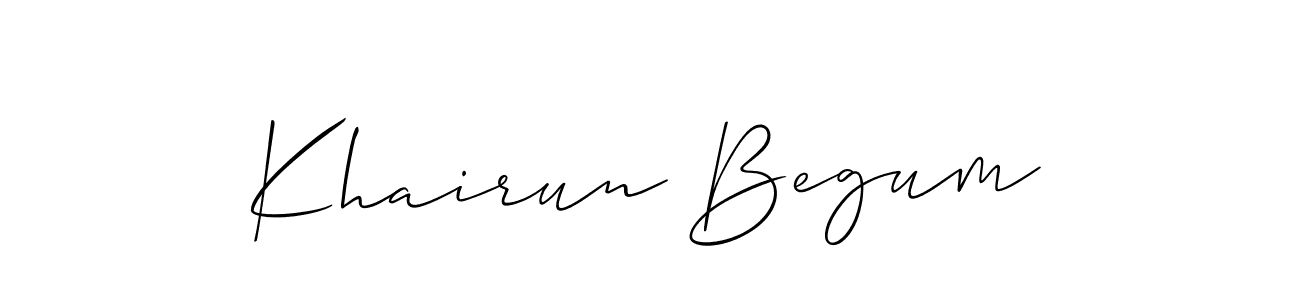 if you are searching for the best signature style for your name Khairun Begum. so please give up your signature search. here we have designed multiple signature styles  using Allison_Script. Khairun Begum signature style 2 images and pictures png