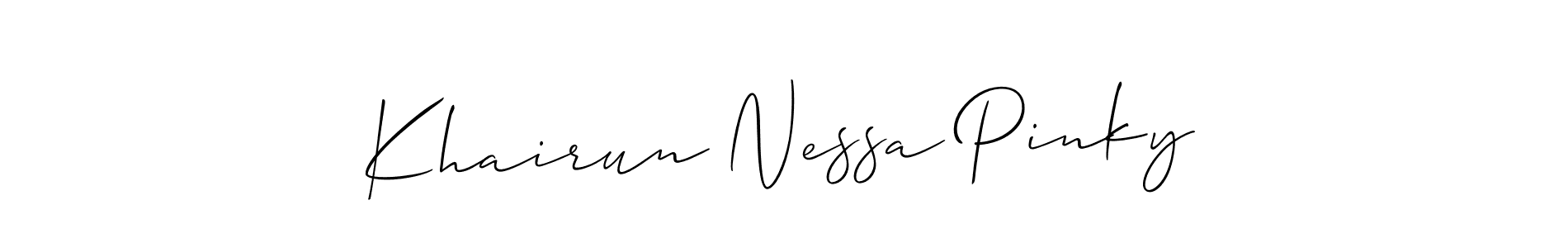 Create a beautiful signature design for name Khairun Nessa Pinky. With this signature (Allison_Script) fonts, you can make a handwritten signature for free. Khairun Nessa Pinky signature style 2 images and pictures png