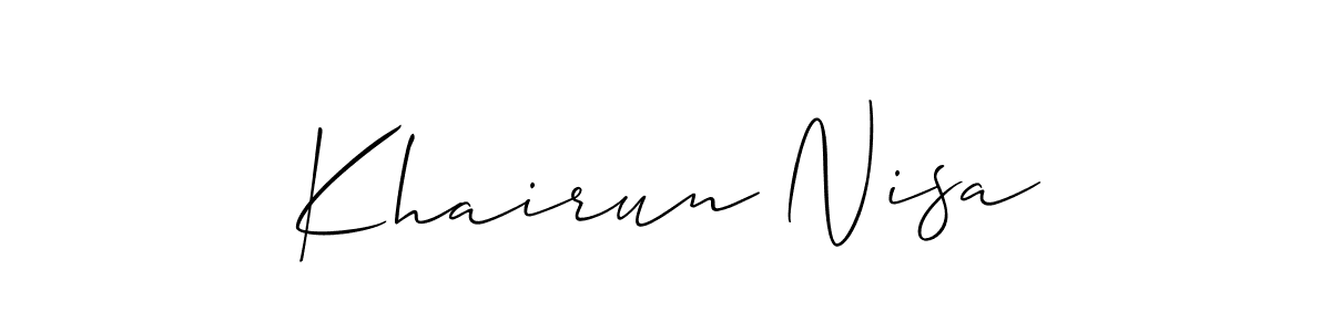 How to make Khairun Nisa name signature. Use Allison_Script style for creating short signs online. This is the latest handwritten sign. Khairun Nisa signature style 2 images and pictures png