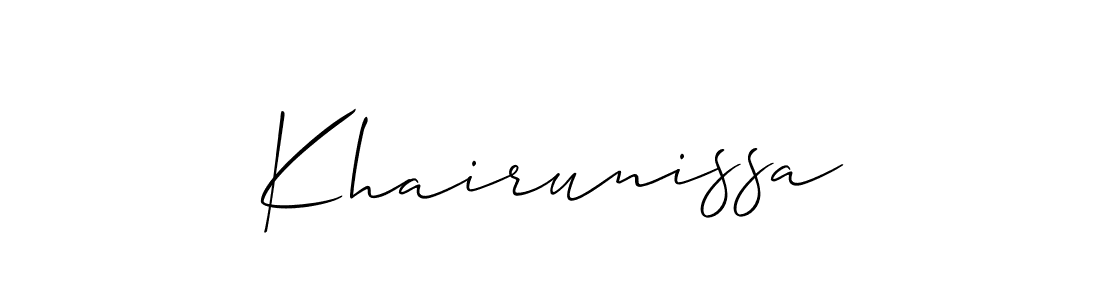 if you are searching for the best signature style for your name Khairunissa. so please give up your signature search. here we have designed multiple signature styles  using Allison_Script. Khairunissa signature style 2 images and pictures png