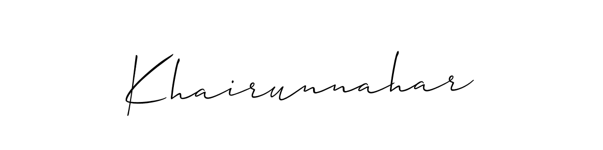 The best way (Allison_Script) to make a short signature is to pick only two or three words in your name. The name Khairunnahar include a total of six letters. For converting this name. Khairunnahar signature style 2 images and pictures png