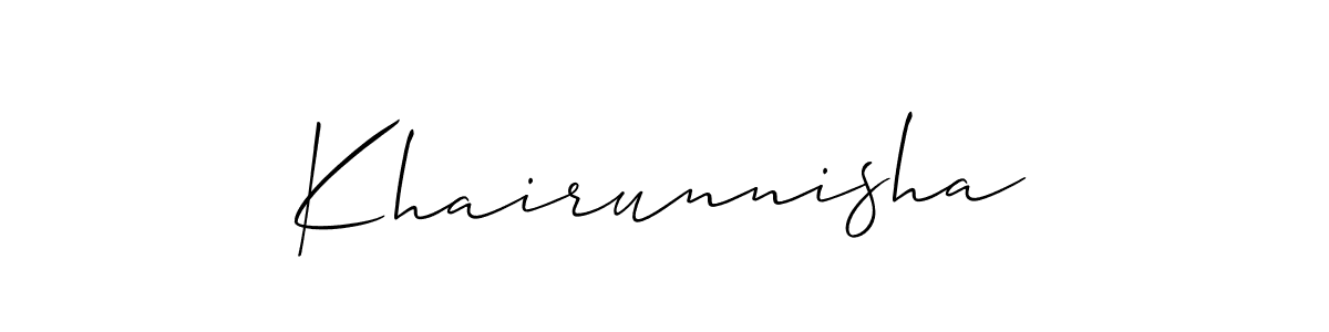 Similarly Allison_Script is the best handwritten signature design. Signature creator online .You can use it as an online autograph creator for name Khairunnisha. Khairunnisha signature style 2 images and pictures png