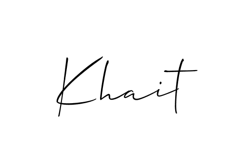 Also You can easily find your signature by using the search form. We will create Khait name handwritten signature images for you free of cost using Allison_Script sign style. Khait signature style 2 images and pictures png