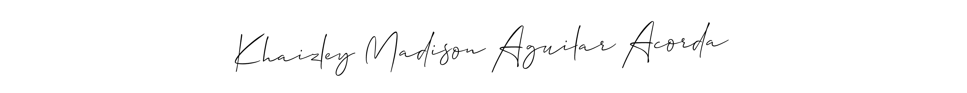 How to make Khaizley Madison Aguilar Acorda name signature. Use Allison_Script style for creating short signs online. This is the latest handwritten sign. Khaizley Madison Aguilar Acorda signature style 2 images and pictures png