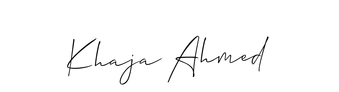 Use a signature maker to create a handwritten signature online. With this signature software, you can design (Allison_Script) your own signature for name Khaja Ahmed. Khaja Ahmed signature style 2 images and pictures png
