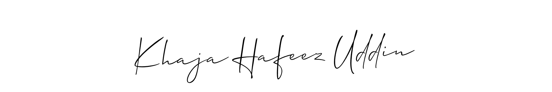 The best way (Allison_Script) to make a short signature is to pick only two or three words in your name. The name Khaja Hafeez Uddin include a total of six letters. For converting this name. Khaja Hafeez Uddin signature style 2 images and pictures png