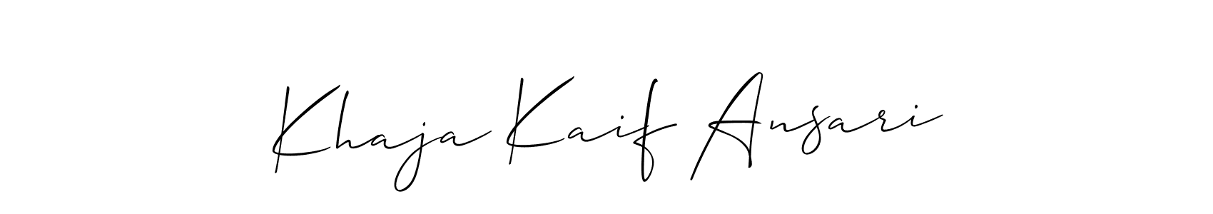 Also we have Khaja Kaif Ansari name is the best signature style. Create professional handwritten signature collection using Allison_Script autograph style. Khaja Kaif Ansari signature style 2 images and pictures png