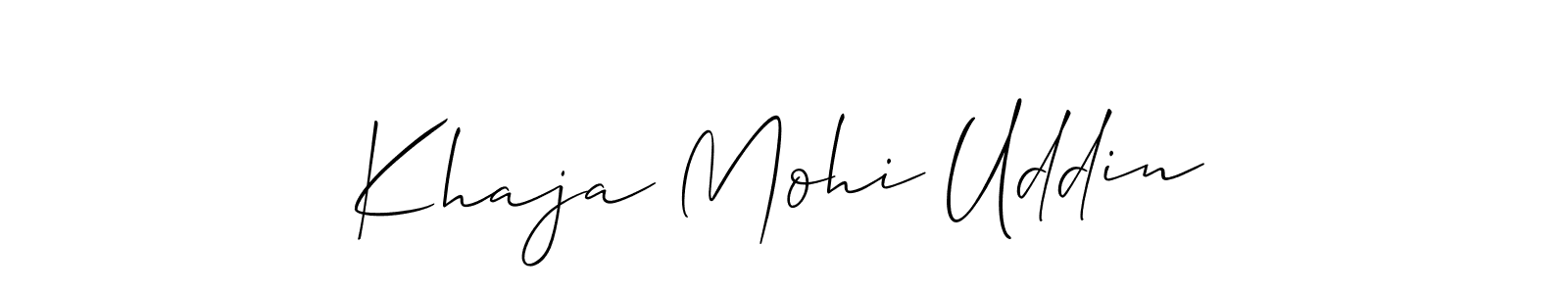 Khaja Mohi Uddin stylish signature style. Best Handwritten Sign (Allison_Script) for my name. Handwritten Signature Collection Ideas for my name Khaja Mohi Uddin. Khaja Mohi Uddin signature style 2 images and pictures png