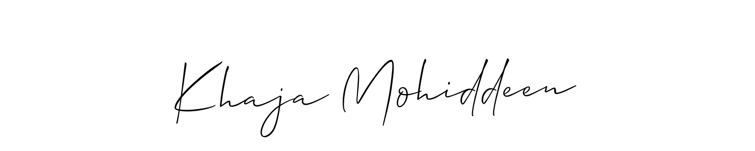 Design your own signature with our free online signature maker. With this signature software, you can create a handwritten (Allison_Script) signature for name Khaja Mohiddeen. Khaja Mohiddeen signature style 2 images and pictures png