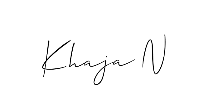 Use a signature maker to create a handwritten signature online. With this signature software, you can design (Allison_Script) your own signature for name Khaja N. Khaja N signature style 2 images and pictures png