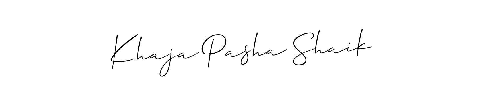 Khaja Pasha Shaik stylish signature style. Best Handwritten Sign (Allison_Script) for my name. Handwritten Signature Collection Ideas for my name Khaja Pasha Shaik. Khaja Pasha Shaik signature style 2 images and pictures png