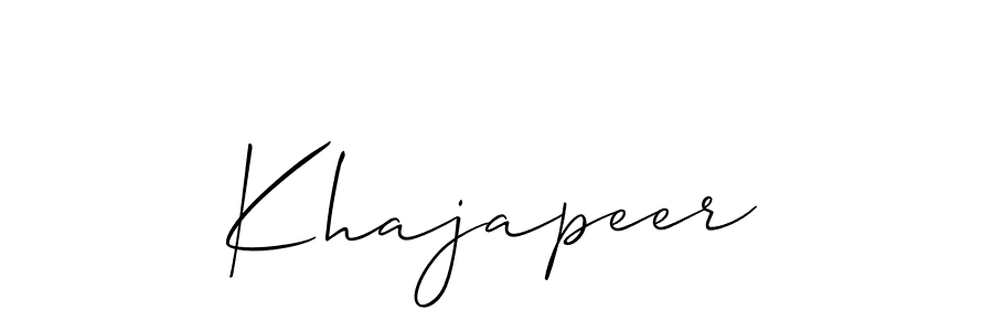 Design your own signature with our free online signature maker. With this signature software, you can create a handwritten (Allison_Script) signature for name Khajapeer. Khajapeer signature style 2 images and pictures png