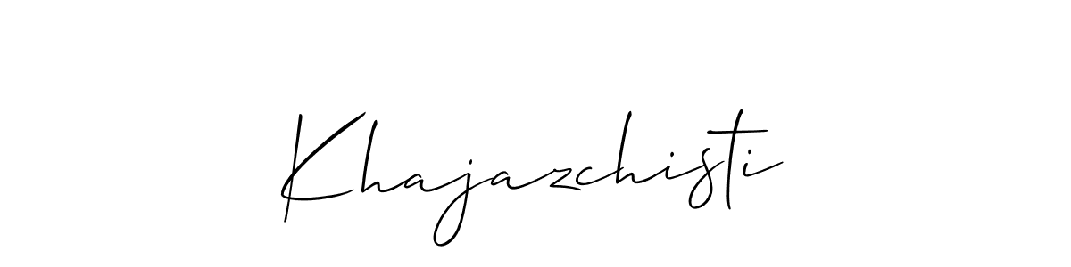 Allison_Script is a professional signature style that is perfect for those who want to add a touch of class to their signature. It is also a great choice for those who want to make their signature more unique. Get Khajazchisti name to fancy signature for free. Khajazchisti signature style 2 images and pictures png