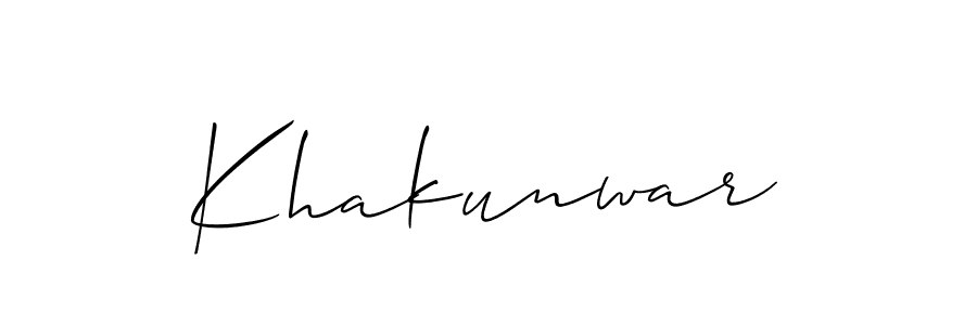 Use a signature maker to create a handwritten signature online. With this signature software, you can design (Allison_Script) your own signature for name Khakunwar. Khakunwar signature style 2 images and pictures png