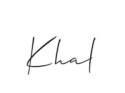 The best way (Allison_Script) to make a short signature is to pick only two or three words in your name. The name Khal include a total of six letters. For converting this name. Khal signature style 2 images and pictures png