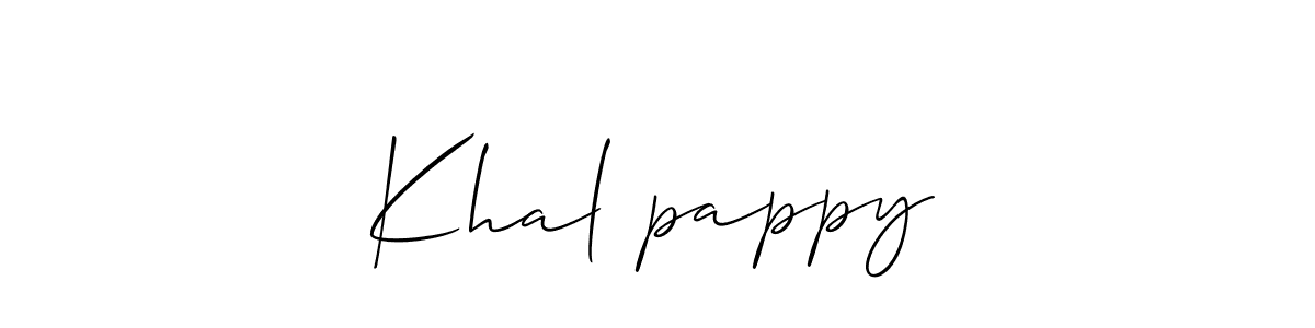 The best way (Allison_Script) to make a short signature is to pick only two or three words in your name. The name Khal♡pappy include a total of six letters. For converting this name. Khal♡pappy signature style 2 images and pictures png