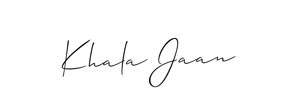 Make a beautiful signature design for name Khala Jaan. With this signature (Allison_Script) style, you can create a handwritten signature for free. Khala Jaan signature style 2 images and pictures png