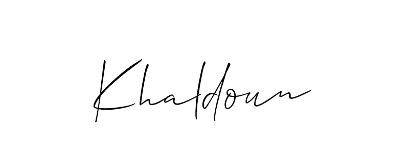 Make a short Khaldoun signature style. Manage your documents anywhere anytime using Allison_Script. Create and add eSignatures, submit forms, share and send files easily. Khaldoun signature style 2 images and pictures png