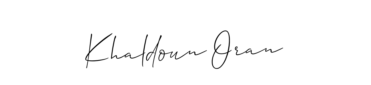 Create a beautiful signature design for name Khaldoun Oran. With this signature (Allison_Script) fonts, you can make a handwritten signature for free. Khaldoun Oran signature style 2 images and pictures png