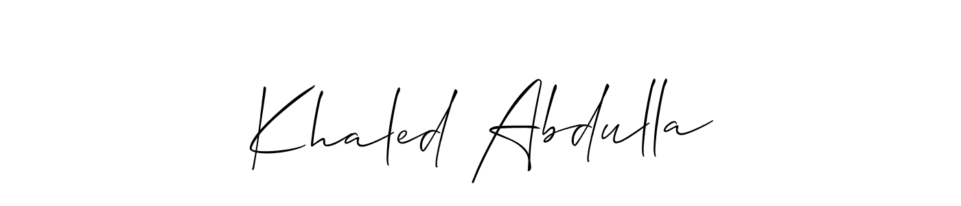 Also You can easily find your signature by using the search form. We will create Khaled Abdulla name handwritten signature images for you free of cost using Allison_Script sign style. Khaled Abdulla signature style 2 images and pictures png
