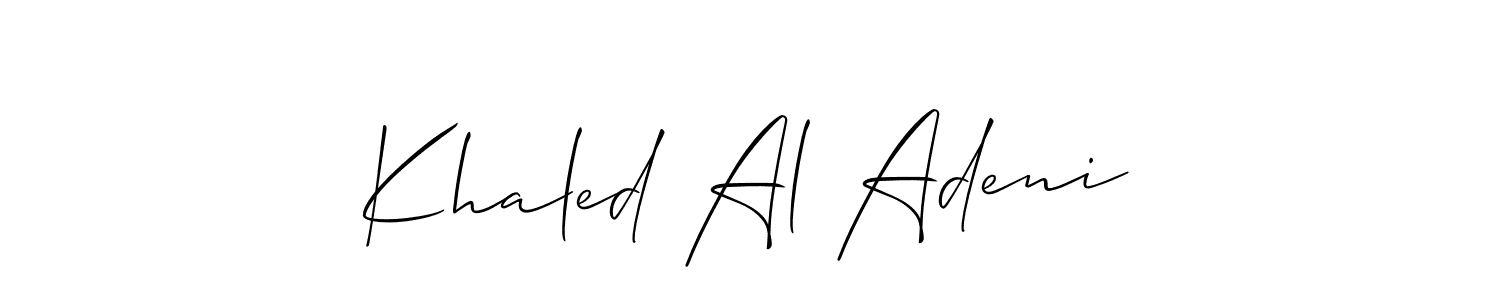 How to make Khaled Al Adeni name signature. Use Allison_Script style for creating short signs online. This is the latest handwritten sign. Khaled Al Adeni signature style 2 images and pictures png