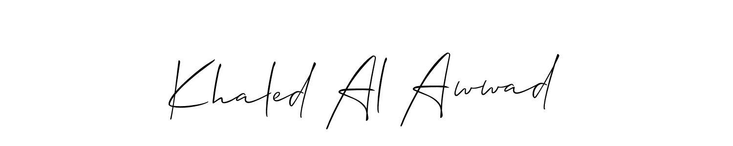 if you are searching for the best signature style for your name Khaled Al Awwad. so please give up your signature search. here we have designed multiple signature styles  using Allison_Script. Khaled Al Awwad signature style 2 images and pictures png