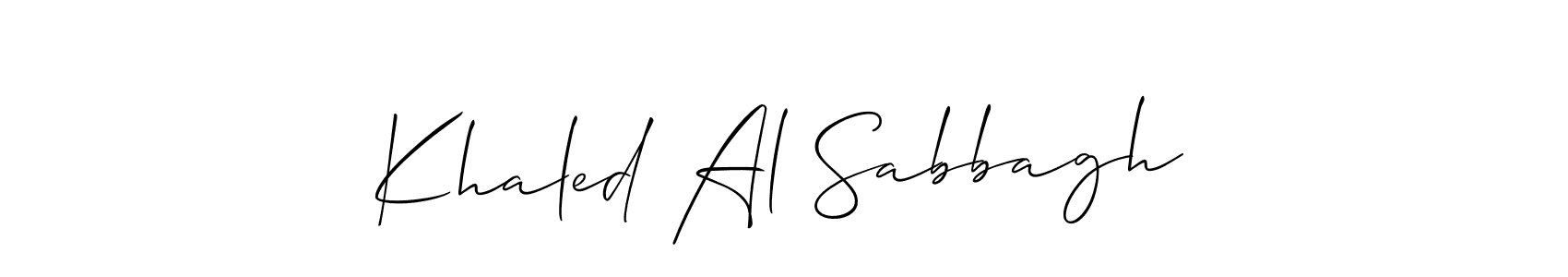 The best way (Allison_Script) to make a short signature is to pick only two or three words in your name. The name Khaled Al Sabbagh include a total of six letters. For converting this name. Khaled Al Sabbagh signature style 2 images and pictures png